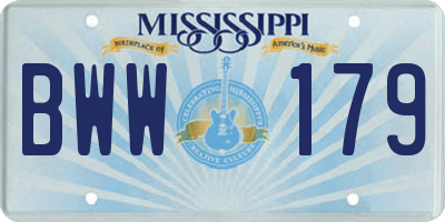 MS license plate BWW179