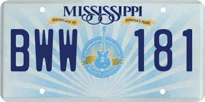 MS license plate BWW181