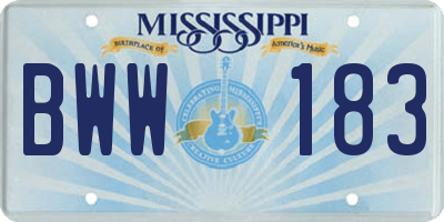 MS license plate BWW183