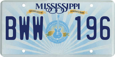 MS license plate BWW196
