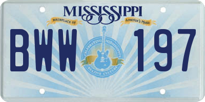 MS license plate BWW197