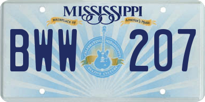 MS license plate BWW207