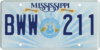 MS license plate BWW211