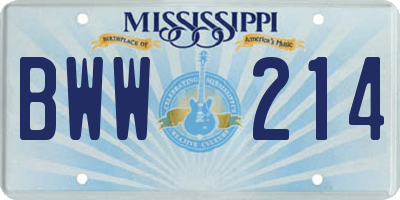 MS license plate BWW214
