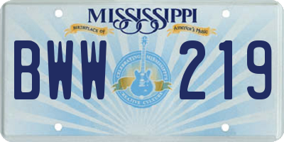 MS license plate BWW219