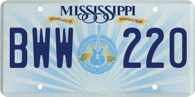 MS license plate BWW220