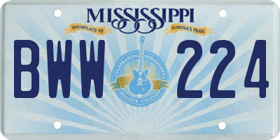 MS license plate BWW224