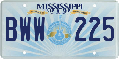 MS license plate BWW225