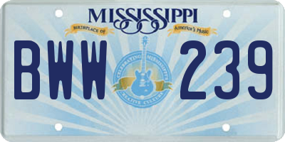 MS license plate BWW239