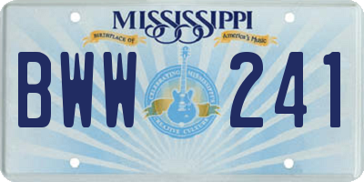 MS license plate BWW241