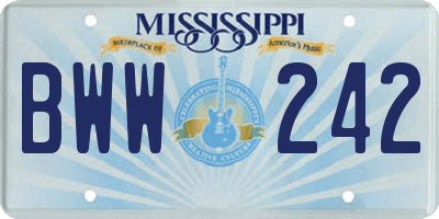 MS license plate BWW242
