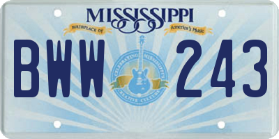 MS license plate BWW243
