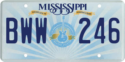 MS license plate BWW246