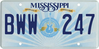 MS license plate BWW247