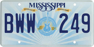 MS license plate BWW249