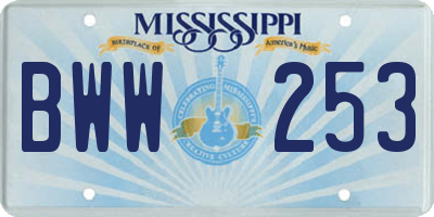 MS license plate BWW253