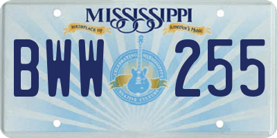MS license plate BWW255