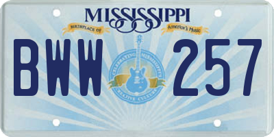MS license plate BWW257