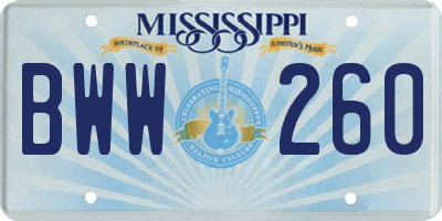 MS license plate BWW260
