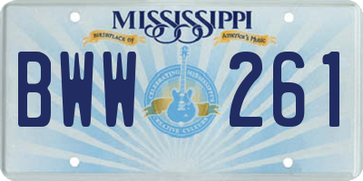 MS license plate BWW261