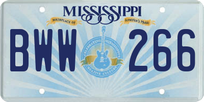 MS license plate BWW266