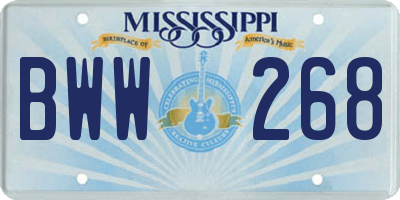 MS license plate BWW268