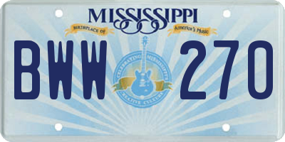 MS license plate BWW270