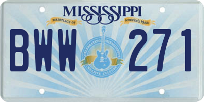 MS license plate BWW271