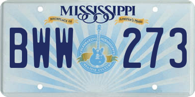 MS license plate BWW273