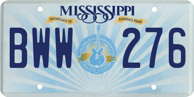 MS license plate BWW276