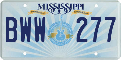 MS license plate BWW277