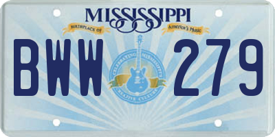 MS license plate BWW279