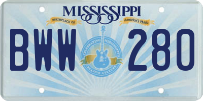 MS license plate BWW280