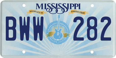 MS license plate BWW282