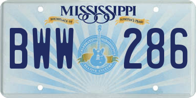 MS license plate BWW286