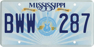 MS license plate BWW287