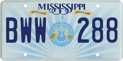 MS license plate BWW288