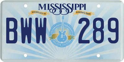 MS license plate BWW289