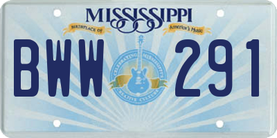 MS license plate BWW291