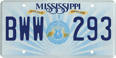 MS license plate BWW293