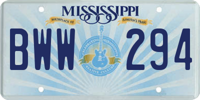 MS license plate BWW294
