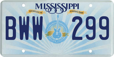MS license plate BWW299