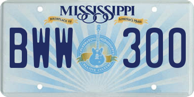 MS license plate BWW300