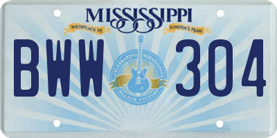 MS license plate BWW304