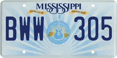 MS license plate BWW305
