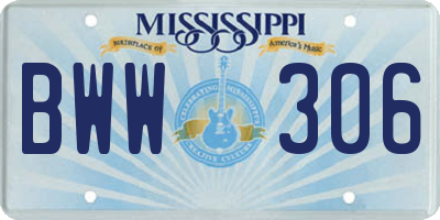 MS license plate BWW306