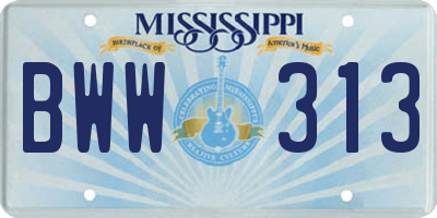 MS license plate BWW313