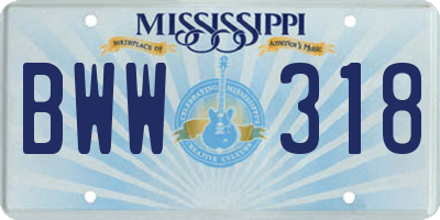 MS license plate BWW318