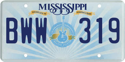 MS license plate BWW319