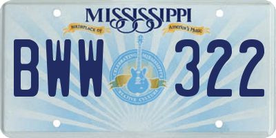 MS license plate BWW322